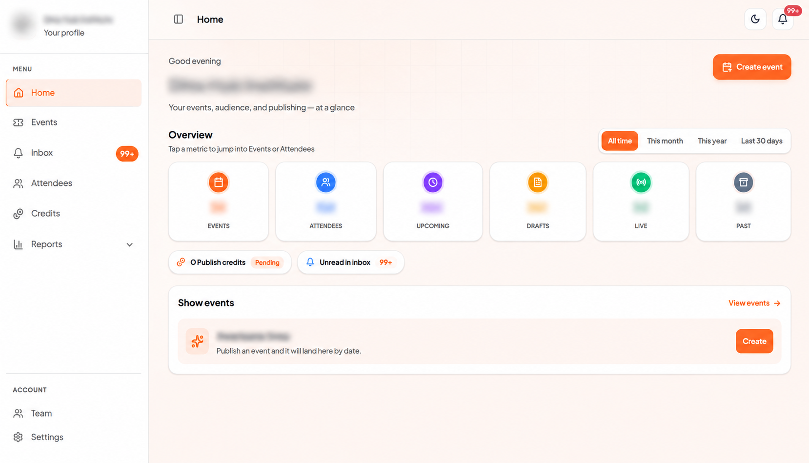 MadalHub organizer dashboard